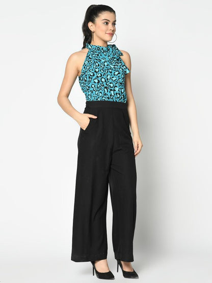 Dream Design Trendy Animal Print Jumpsuit – Straight Fit Trousers & Side Pockets