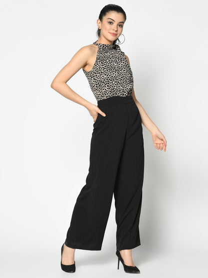 Dream Design Trendy Animal Print Jumpsuit – Straight Fit Trousers & Side Pockets