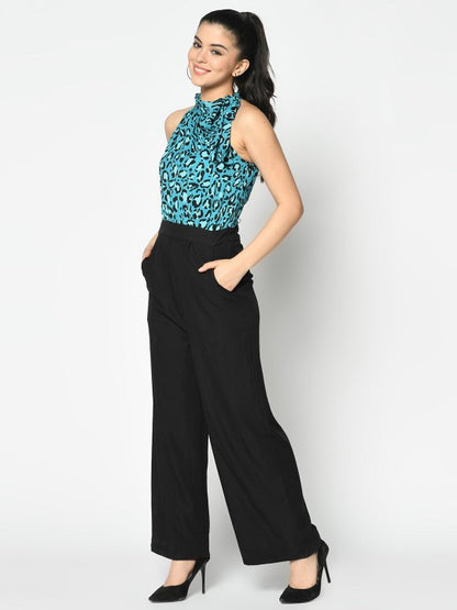 Dream Design Trendy Animal Print Jumpsuit – Straight Fit Trousers & Side Pockets