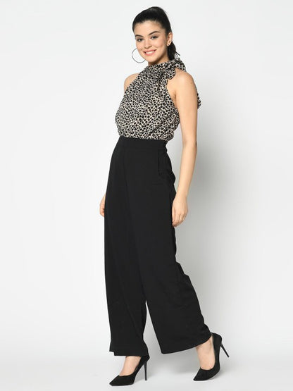 Dream Design Trendy Animal Print Jumpsuit – Straight Fit Trousers & Side Pockets