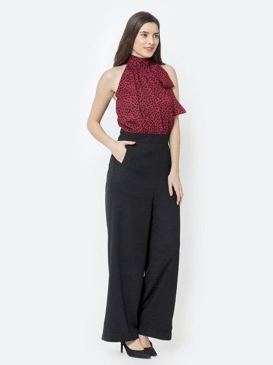 Dream Design Trendy Animal Print Jumpsuit – Straight Fit Trousers & Side Pockets