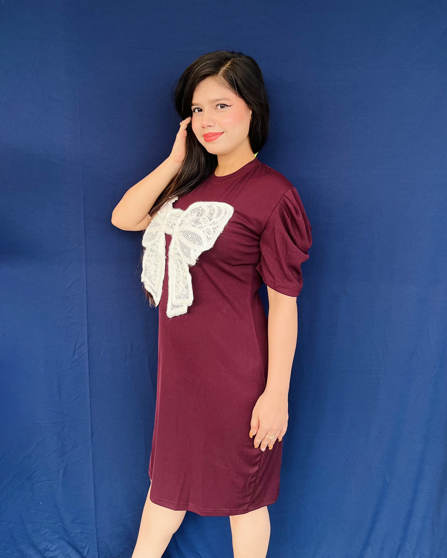 Bow Embroidry Dress