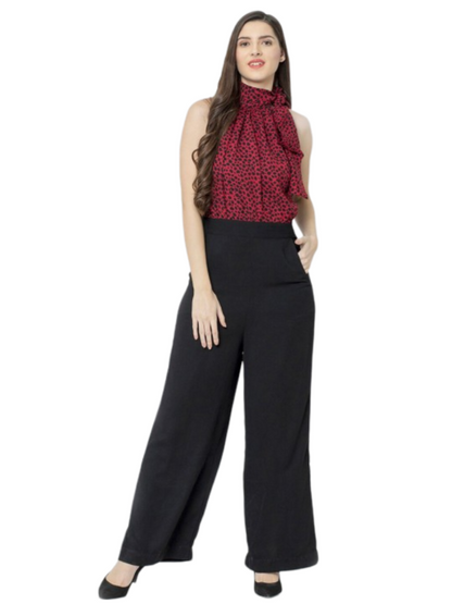 Dream Design Trendy Animal Print Jumpsuit – Straight Fit Trousers & Side Pockets