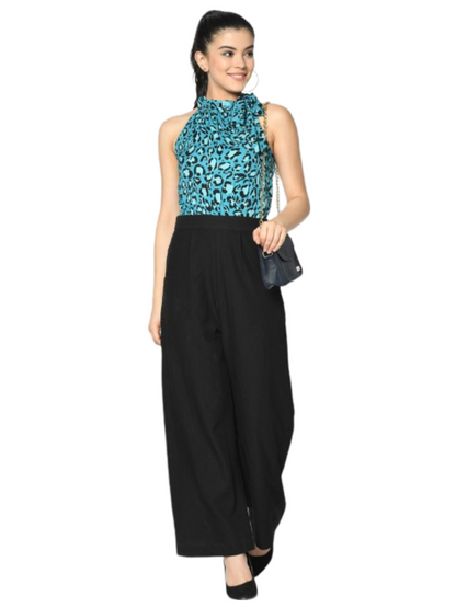 Dream Design Trendy Animal Print Jumpsuit – Straight Fit Trousers & Side Pockets